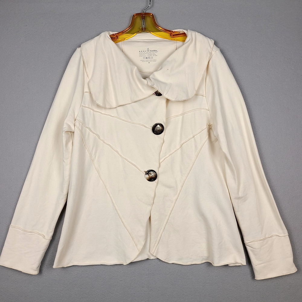 Neon Buddha Womens M Cream Blazer Jacket Stretch Knit Lagenlook‎ Artsy Organic